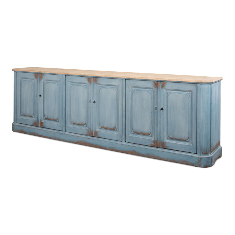 Sarreid Sky Blue 119'' Pine Top Solid Wood Sideboard