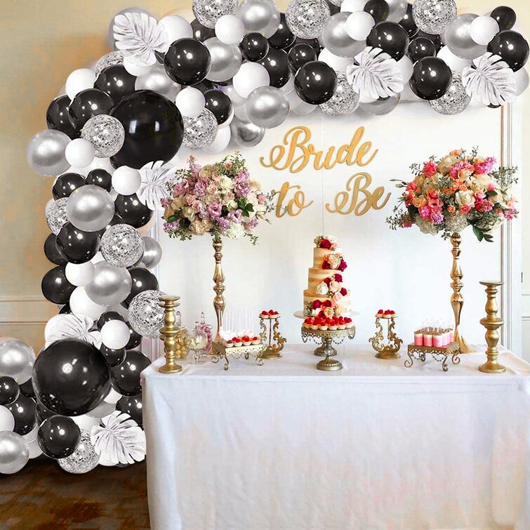 Simple Black And White Party Ideas  White party decorations, Black and white  party decorations, Wedding party table backdrop