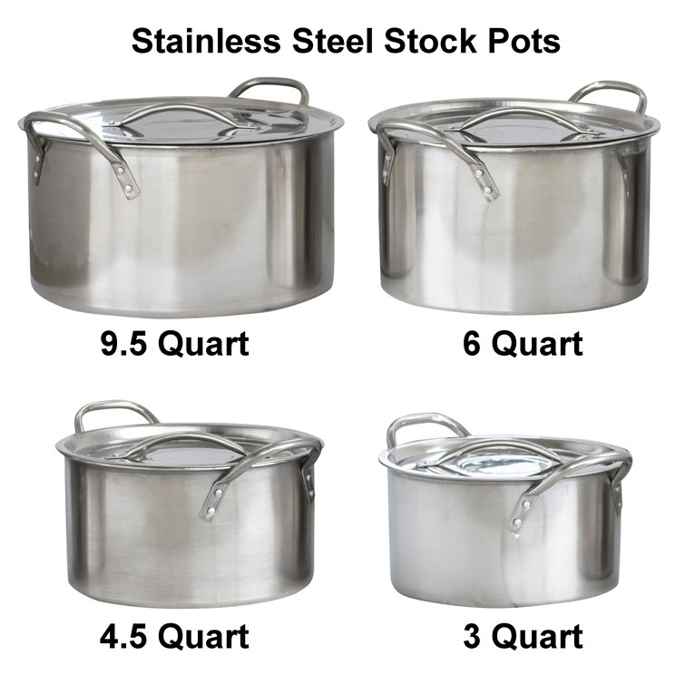 Amerihome 3-Piece Stainless Steel Stock Pot Set Silver