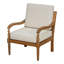 Fauteuil de patio d'extérieur en acacia avec coussins, finition club en bois avec tissu