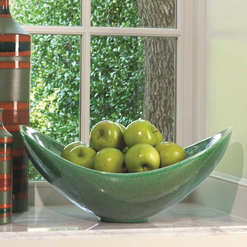 Swoop Ceramic Decorative Bowl, Emerald