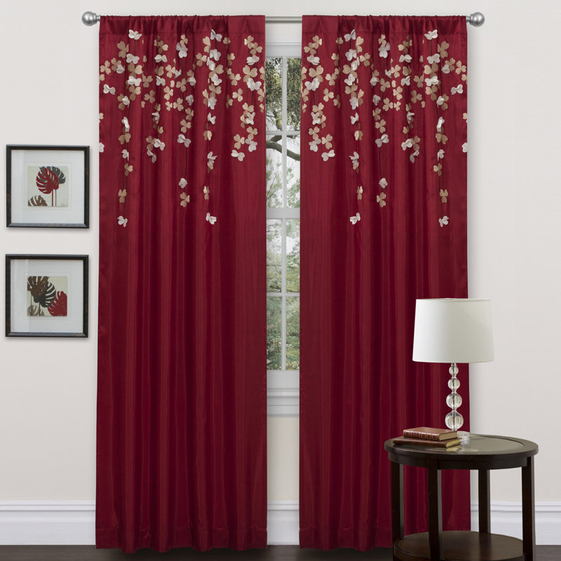 Semi Sheer Curtain Single Panel, Red
