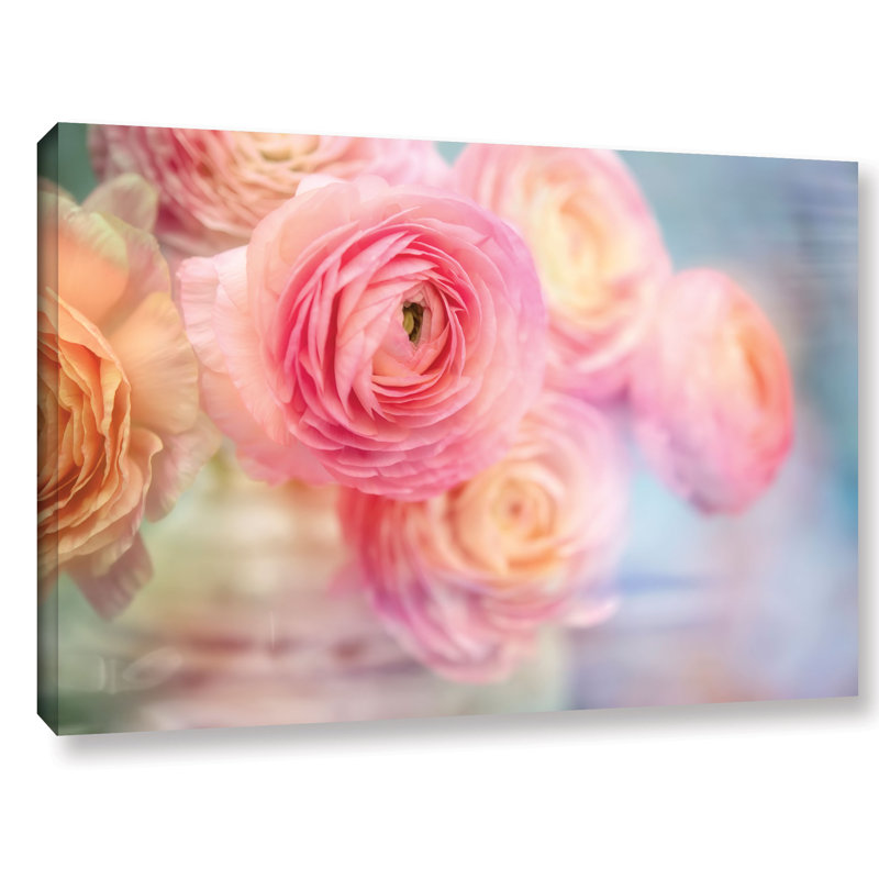 Fleurs en verre, reproduction de photo sur toile tendue, H 8 po x l 12 po x P 2 po