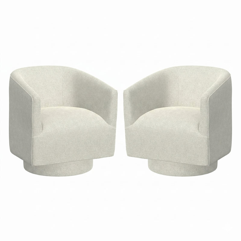 Ensemble de 2 fauteuils pivotants de 29 po Leeroy, Blanc