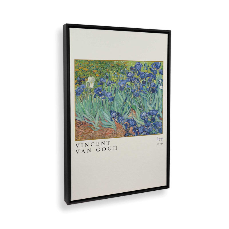 Van Gogh's Irises, reproduction sur toile dans un cadre, H 18,75 po x l 12,75 po, Noir satiné