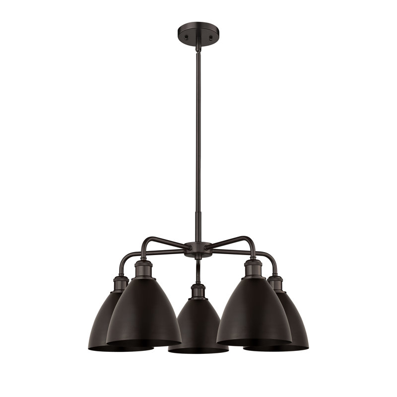 Lustre en dôme à 5 lumières Trickett, Bronze huilé, Bronze huilé