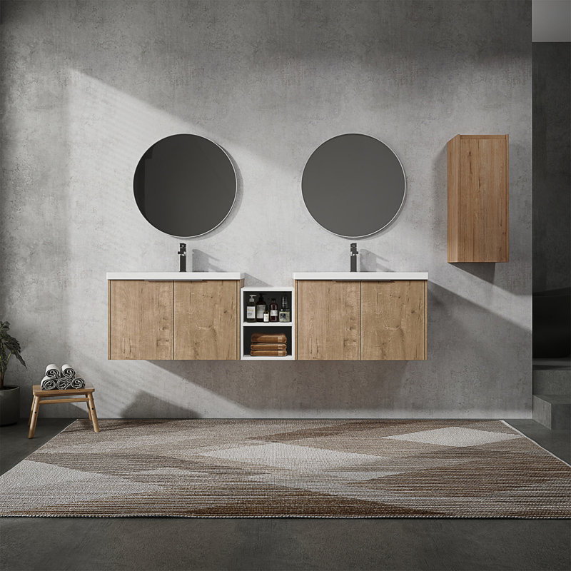 Meuble-lavabo mural 72 po avec lavabo et armoire d'appoint 72 po