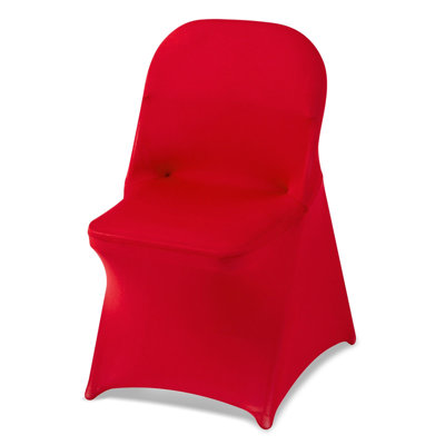 Stretch Polyester Spandex Folding Chair Cover 50 Pack Red Washable Slipcover with Elastic Foot Pockets for Folding Chair Wedding Banquet Dining