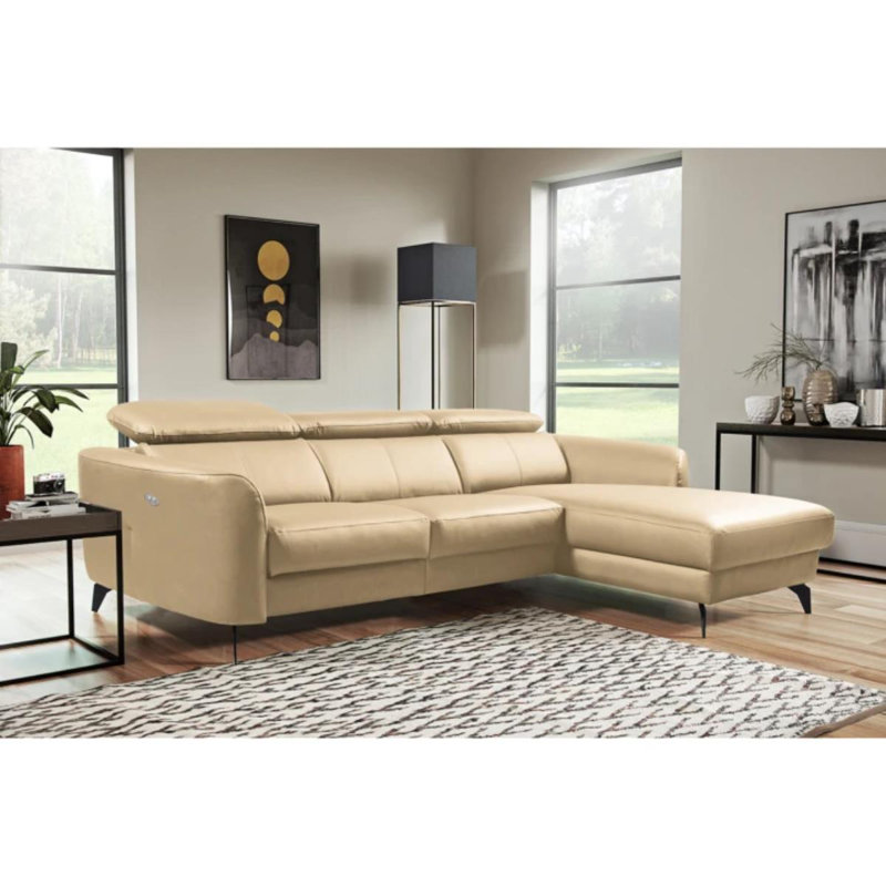 Hales 3 Seater Reclining Corner Sofa , Beige, Right Hand Facing