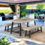 Ensemble de salle à manger rectangulaire en bois d'acacia massif et métal 4 personnes Eulene-28987197