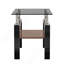 Ensemble de 2 tables à thé modernes en verre trempé, plateau en verre trempé avec panneau de fibres à densité moyenne, table basse, table de bout, table carrée pour le salon-2144853632-2144853661