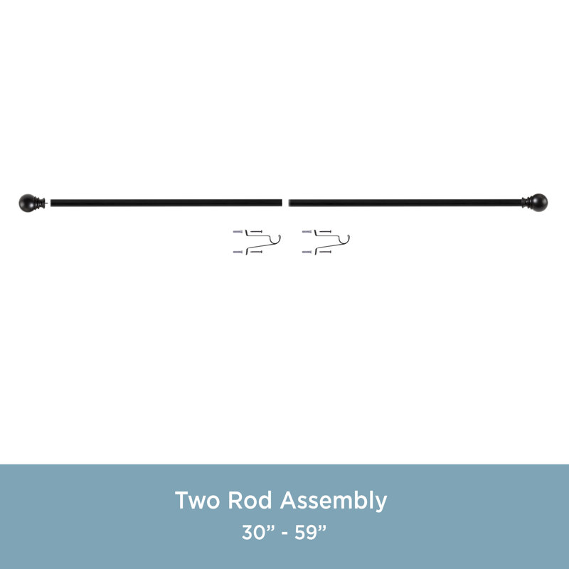 Layla Matte Black Adjustable Curtain Rod with Ball Finials