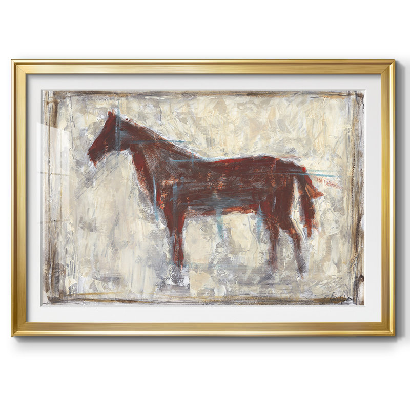 Iron Equine I, reproduction d'art encadrée, Or, H 27 po x l 39 po x P 1,5 po
