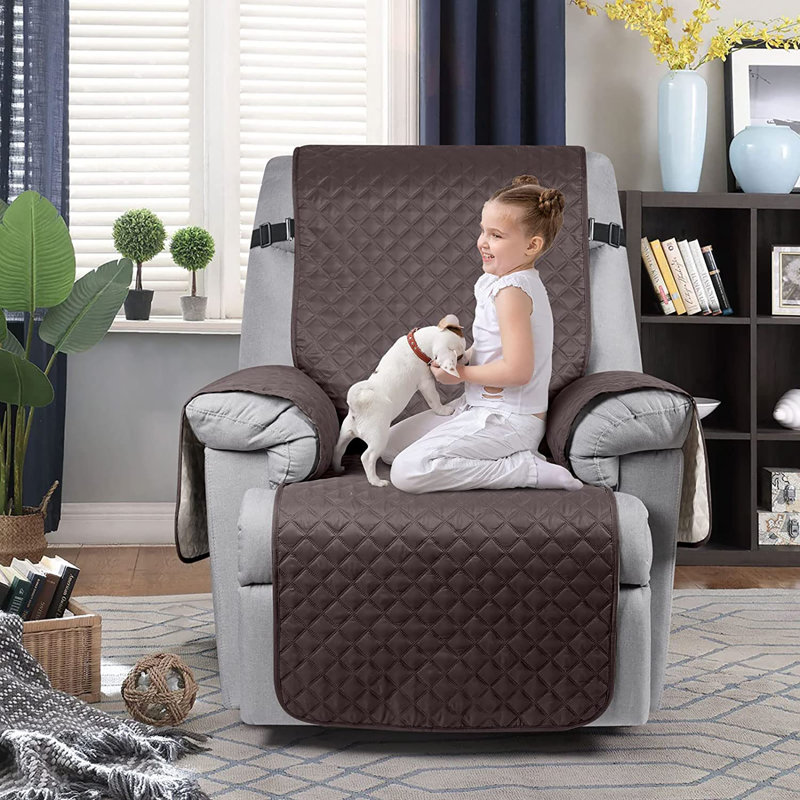 Housse de protection pour fauteuil inclinable Kyrstie, Microfibres brunes