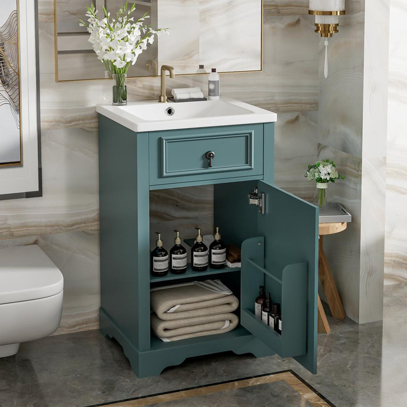 Elegant Vanity with Storage, Green