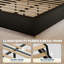 Structure de lit double pleine grandeur, structure de lit basse sans tête de lit, lit plateforme tapissier en velours côtelé avec pieds en bois massif, aucun sommier requis, assemblage silencieux et facile, noir-590712292-590712313