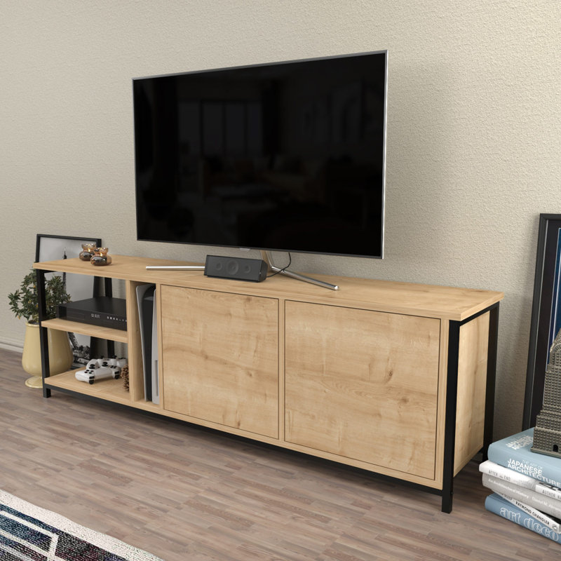 Primrose TV Stand for TVs up to 70", Black/Oak