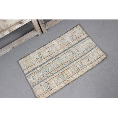 Small Handwoven Anatolian Mat With Soft Pastel Stripes - Turkish Kilim For Home Decor In Boho Entryway