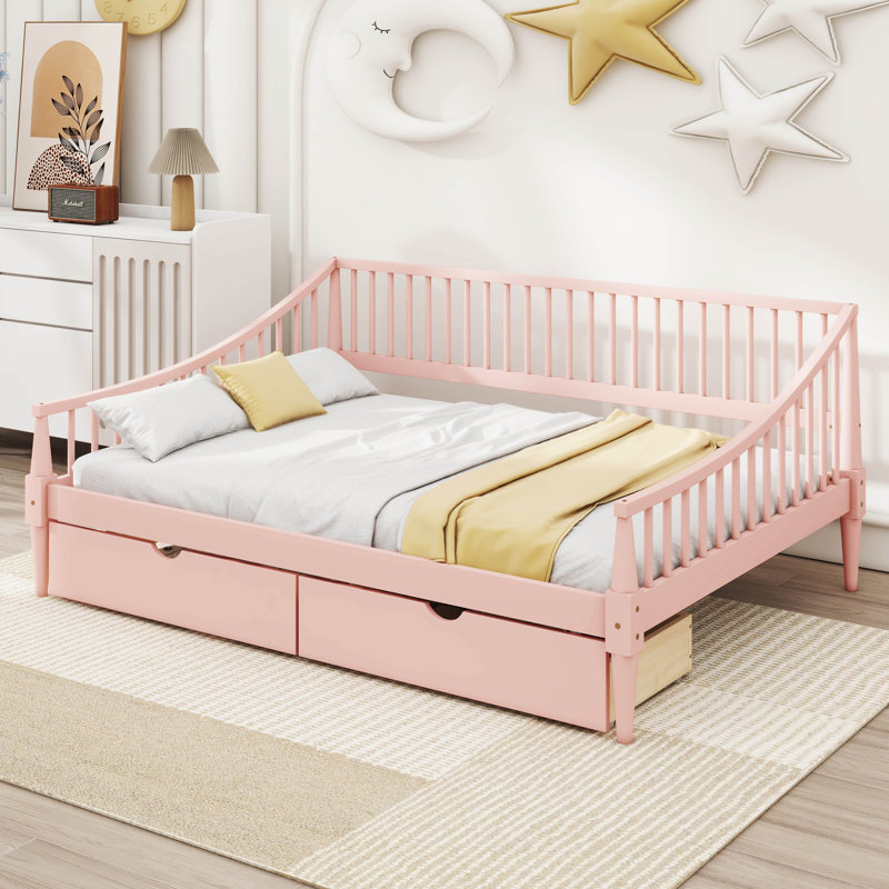 Solid Wood Full Size Daybed, Pink, Full Incorrect join