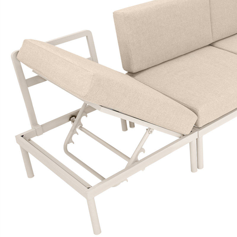 Canapé d'angle 5 places en aluminium avec coussins