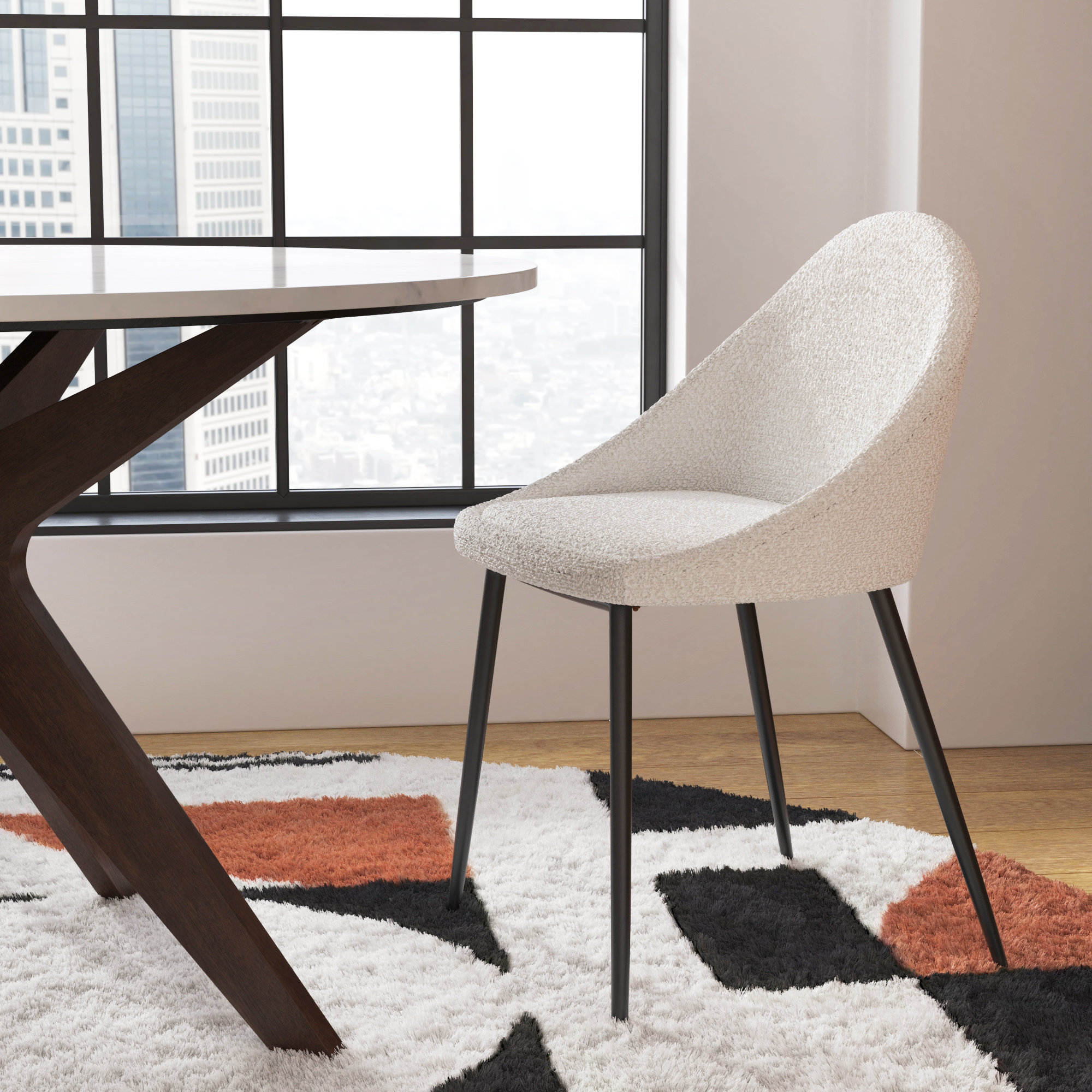 Holmes Boucle Dining Chair, White