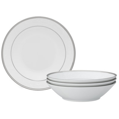 Ensemble de 4 bols à soupe Noritake Regina Platinum, 7 1/2 po, 12 oz