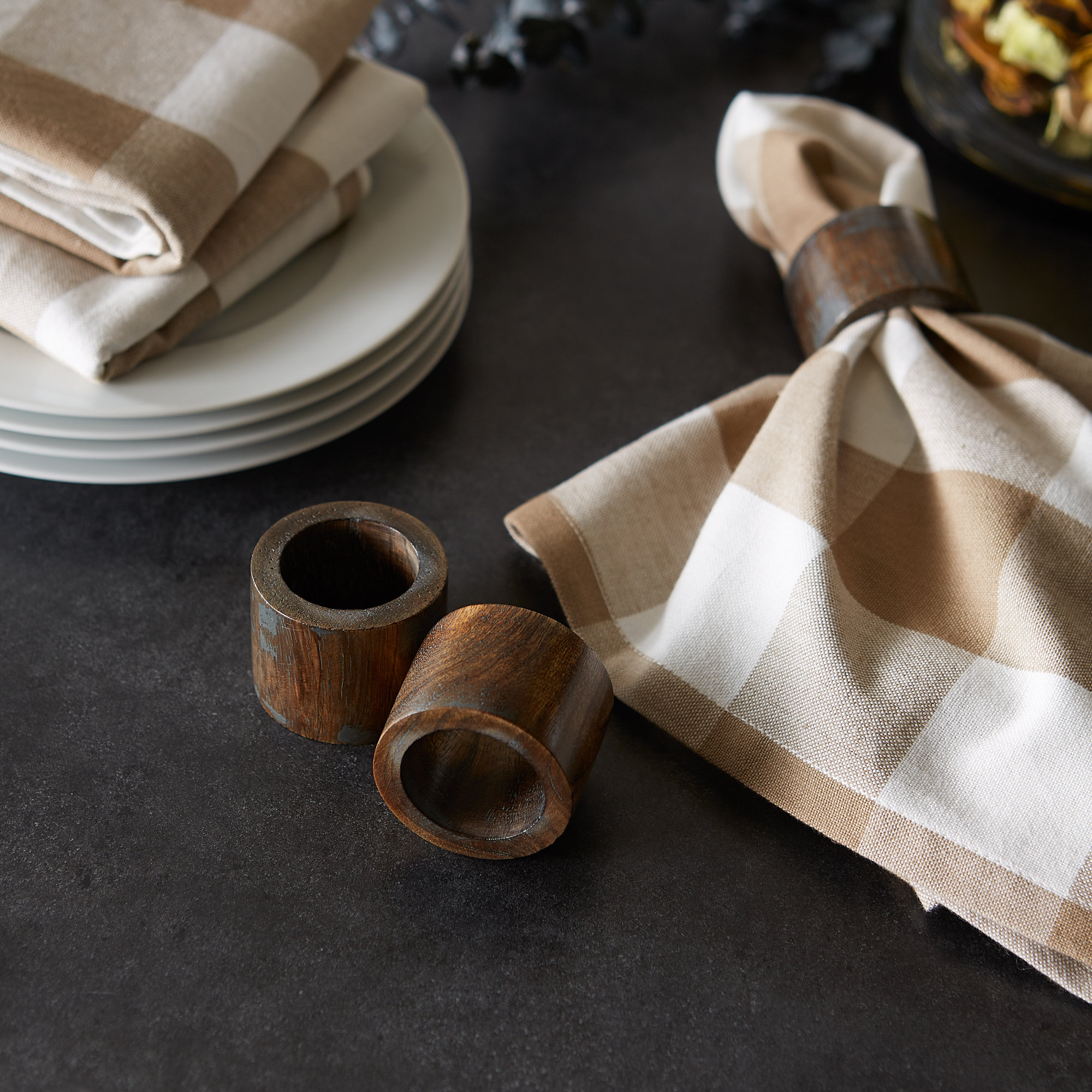 Wood Band Napkin Ring, Dark Brown