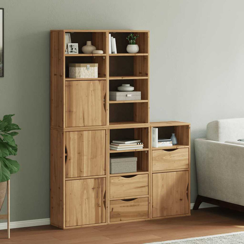 Side Cabinets 5 Pcs "ODDA" 40X24x79 Cm Solid Wood Pine, Natural