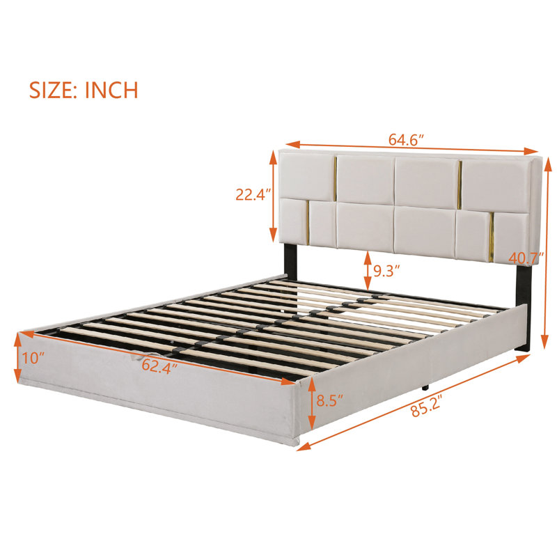 Kleomenis Upholstered Platform Storage Bed, Beige incorrect, Bed with Storage