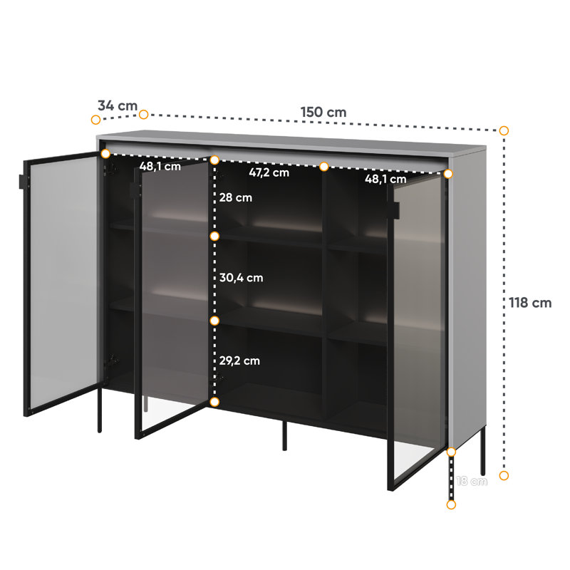 Amerion Console, Light Grey/Black