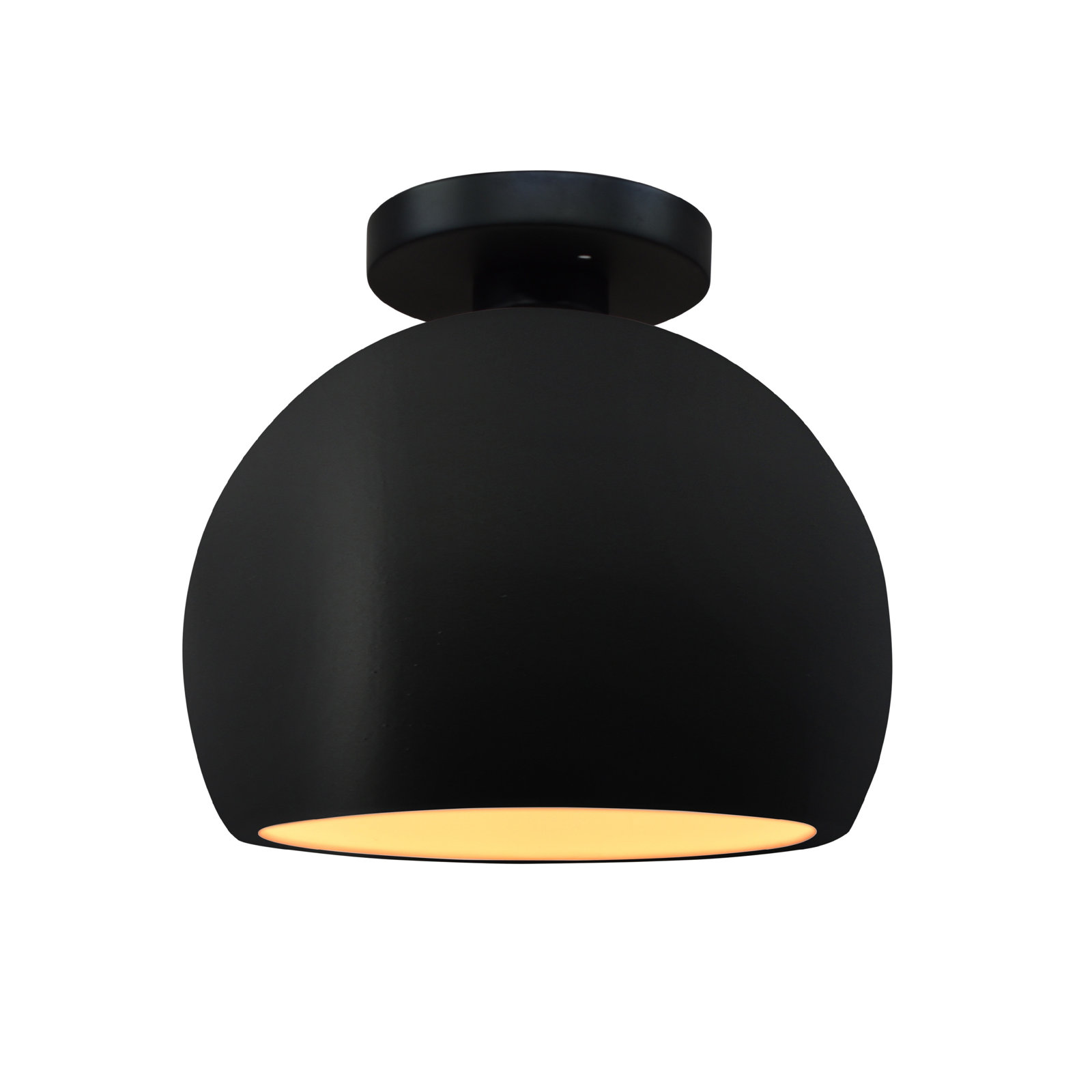 Single Light Ceramic LED Semi Flush Mount, 7" H x 7" W x 7" D, Carbon Matte Black/Champagne Gold, Matte Black