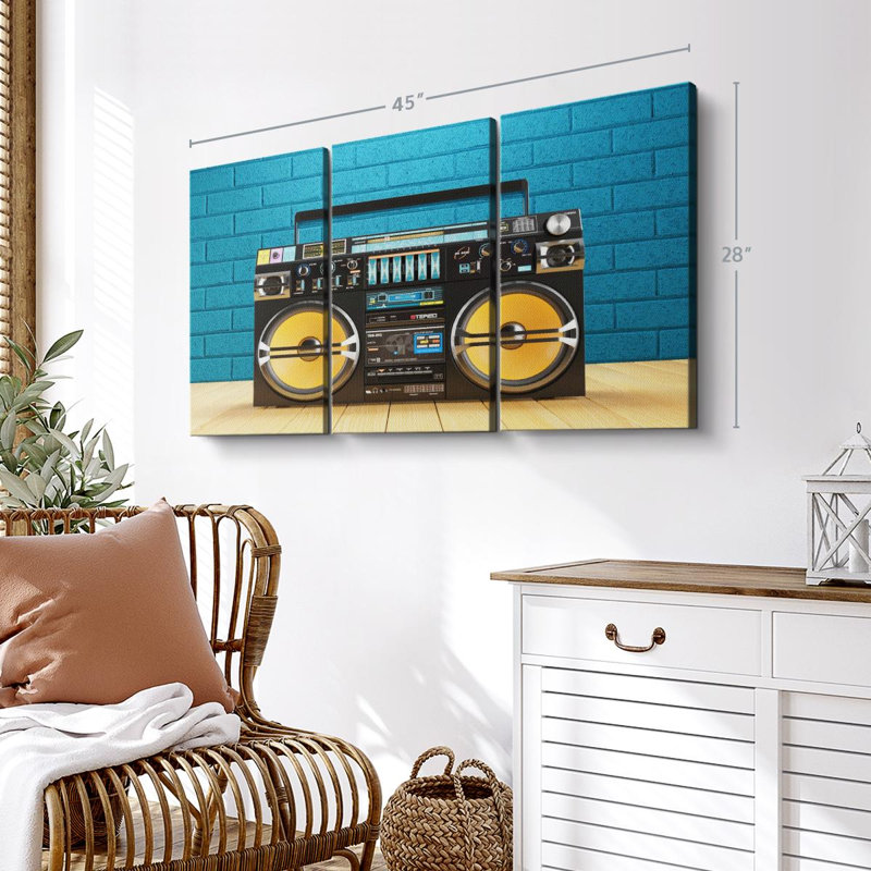 " Boombox Player ", 28" H x 45" W x 1.25" D