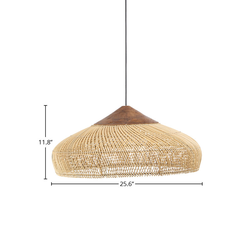 Luminaire suspendu en forme de dôme à 1 lumière Ardy, Naturel