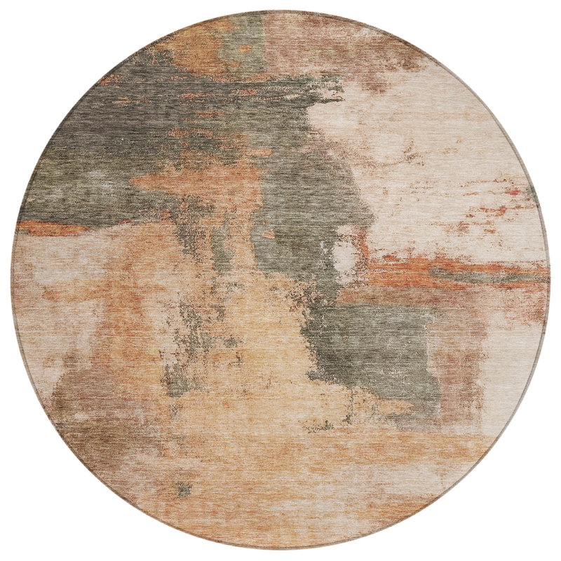 Vionna Orange Washable Indoor-Outdoor Rug - , 3' x 5'