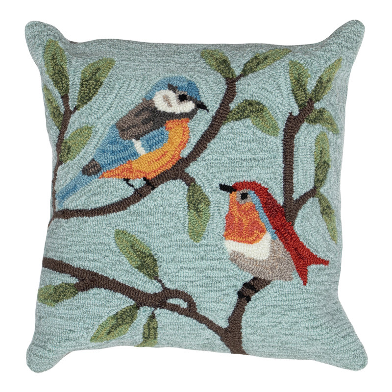 Blue Embroidered Square Indoor/Outdoor Throw Pillow Set