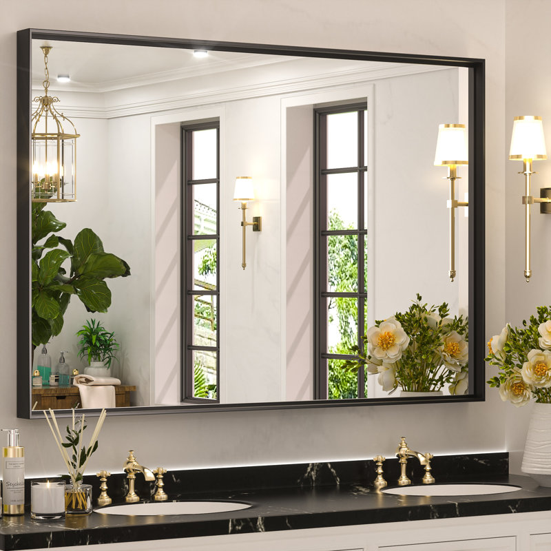 Stemn Framed Bathroom Vanity Mirror Accent Mirror, Black, 40" x 30"