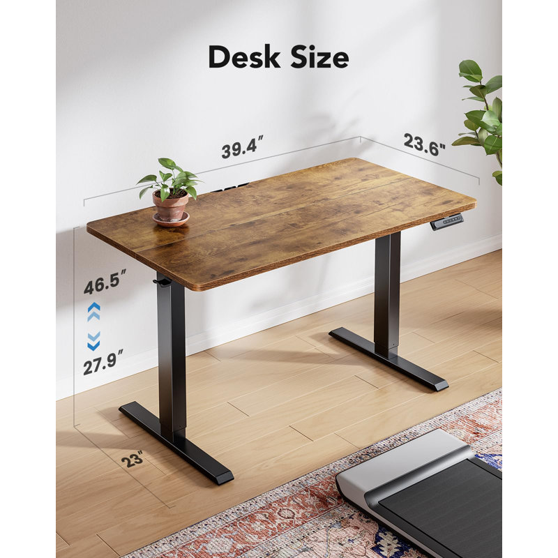 Standing Desk，Adjustable Height Of The Lifting Desk, 46.5" H x 39.4" W x 23.6" D, Brown/Black