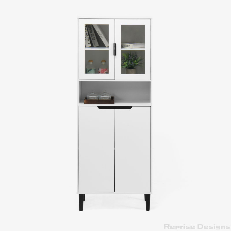 Grande armoire d'exposition avec rangement, Blanc