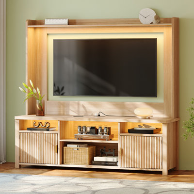 70.9"H Entertainment Center & Tv Stand– Charge, Store ,Led Light & Secure Seamlessly
