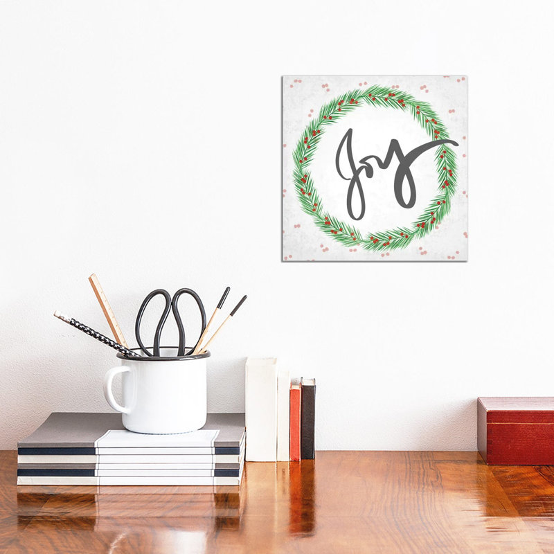 Joy Wreath by Anna Quach - Wrapped Canvas Print, 30.48cm H x 30.48cm W