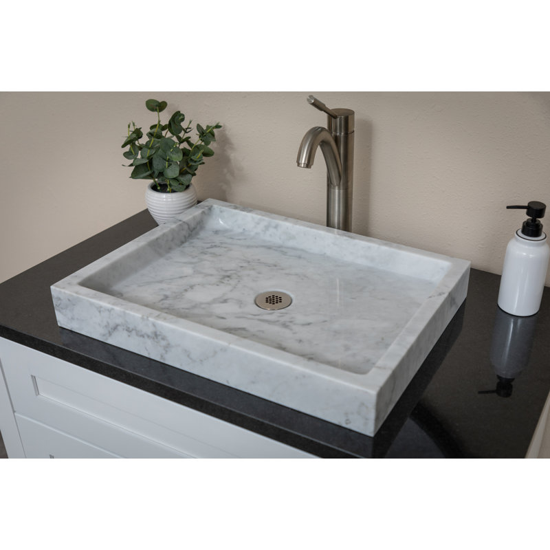 Lavabo de salle de bain vasque rectangulaire en marbre de Carrare