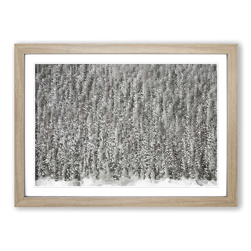 The Winter Forest in Canada in Abstract - Picture Frame Graphic Art Print, Oak, 60cm H x 91cm W x 2cm D