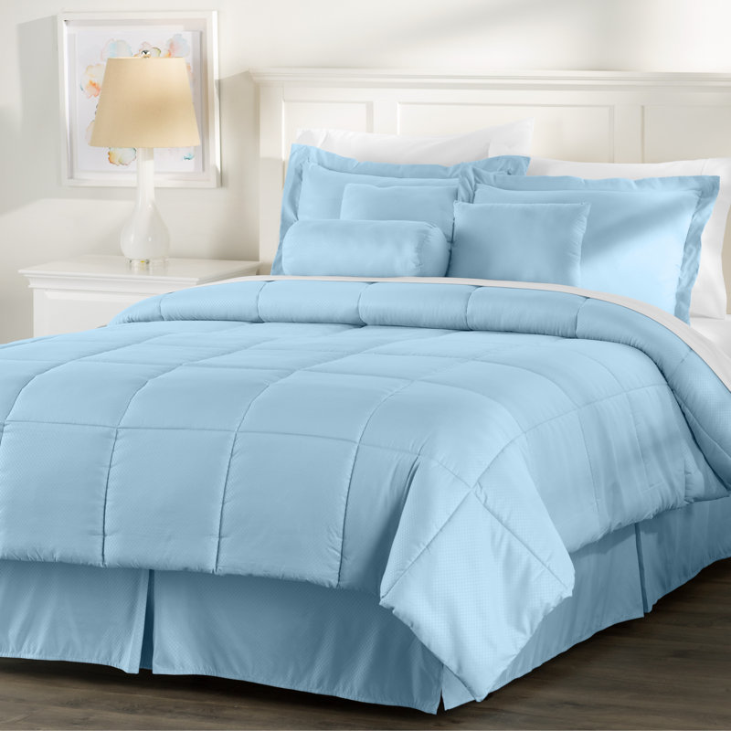 Ensemble d'édredon 7 pièces, Édredon double et 6 pièces supplémentaires, Bleu pâle