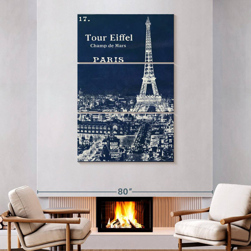 Lilie Blueprint Eiffel Tower, 74" H x 48" W