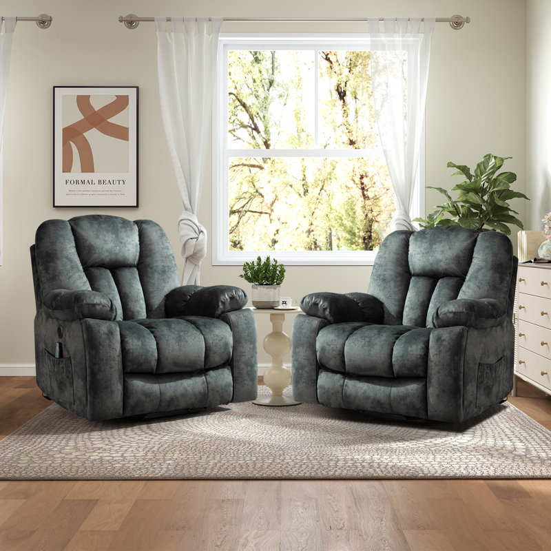 Fauteuil inclinable électrique de massage surdimensionné de 41 po avec coussin chauffant ultra doux et ensemble de 2