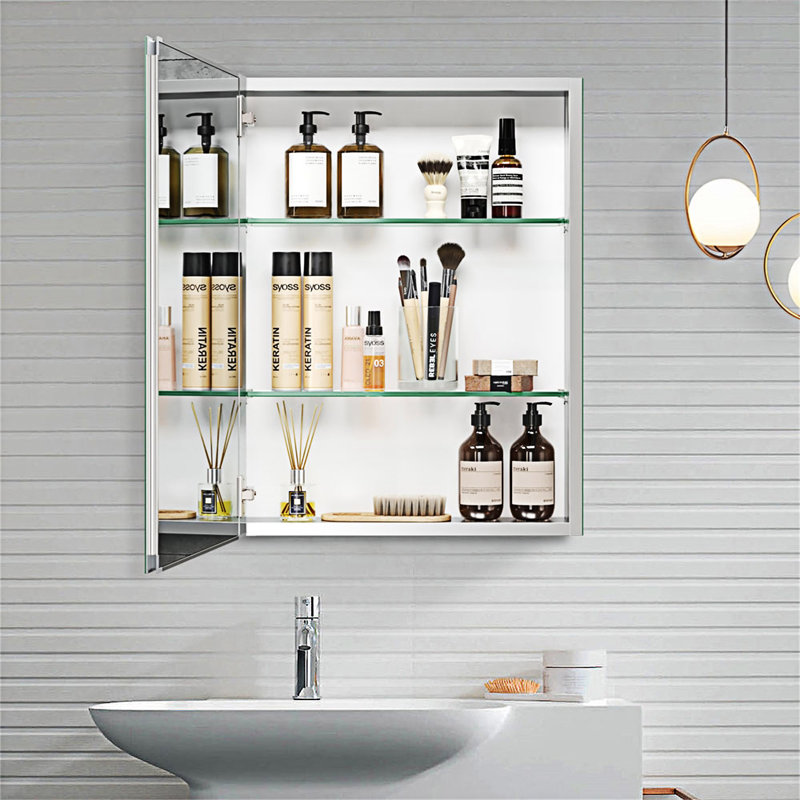 Armoire à pharmacie avec miroir à fixation en surface ou salle de bain encastrée