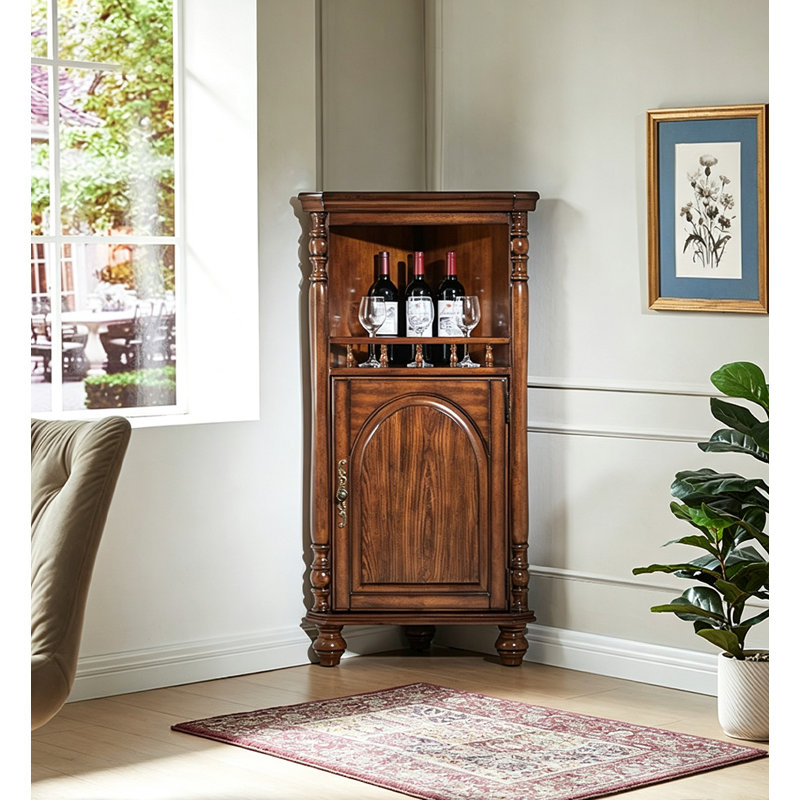 17.52 " L Solid Wood Bar Cabinet, Cerisier