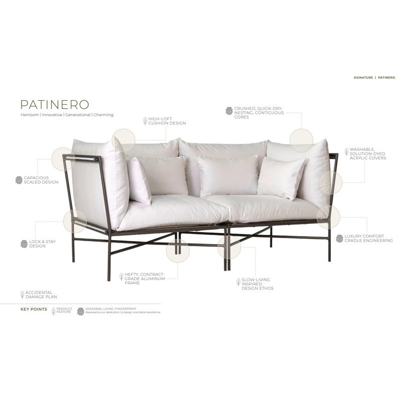 Canapé modulaire d'extérieur en aluminium 34 po Patinero