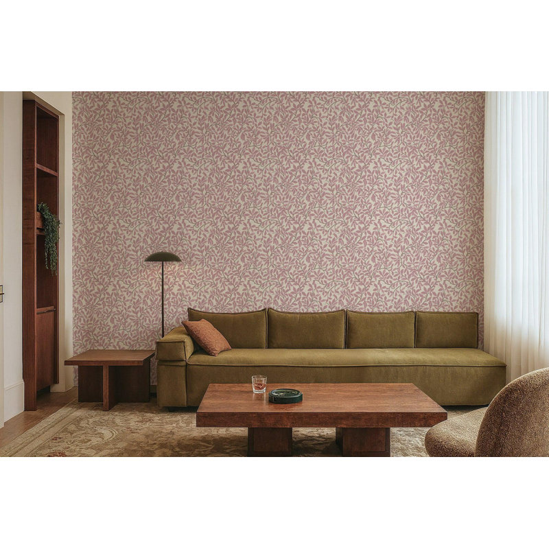 Leaf and Pod - Wallpaper, Dusty Blush, Premium Paper