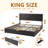 Storage Platform Bed with 4 Drawers and Adjustable Diamond Pattern Linen Headboard-384487600-393140774
